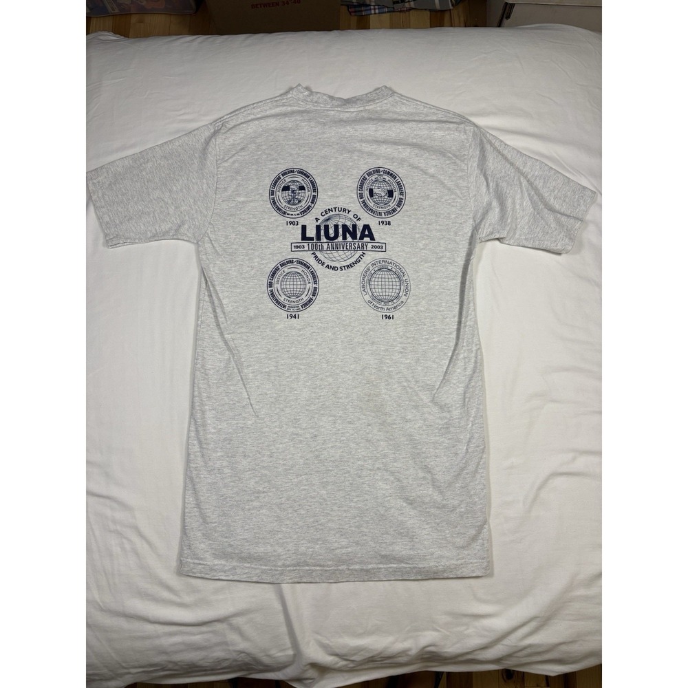 Vtg 2003 LIUNA Laborers Union 100th Anniversary T Shirt Large Gray Union Line - Picture 5 of 8
